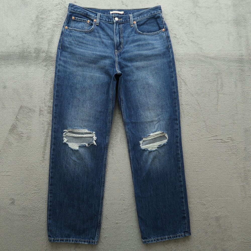 Levi's Jeans Women's Size 31 Blue High-Rise Low Pro Straight 31" Inseam Destroy